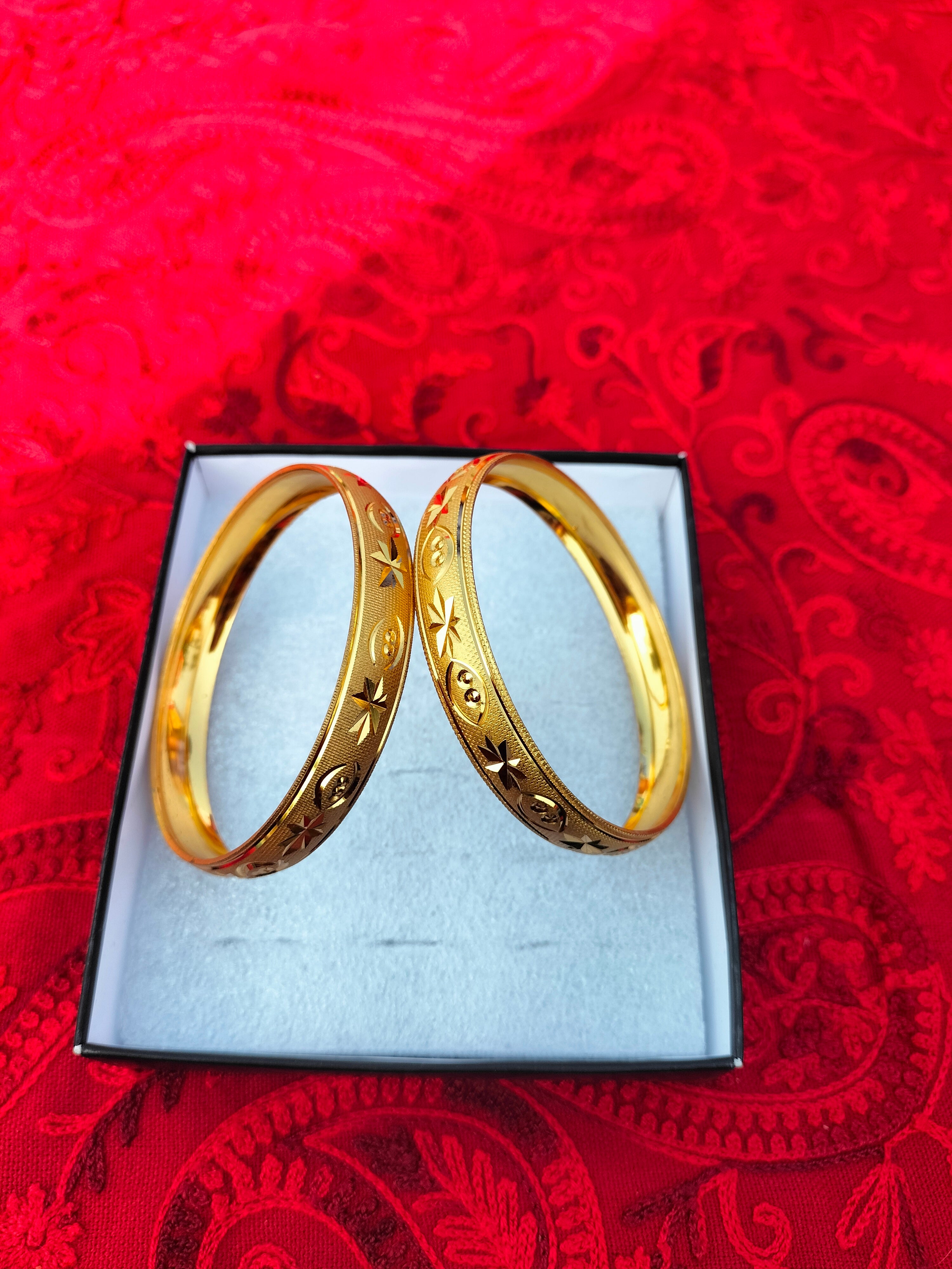 Designer Gold-Look Star Bangles (Set of 2).