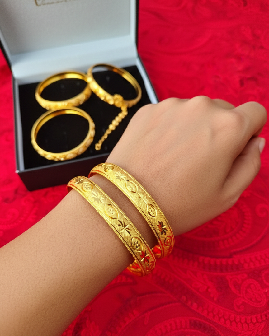 Designer Gold-Look Star Bangles (Set of 2).
